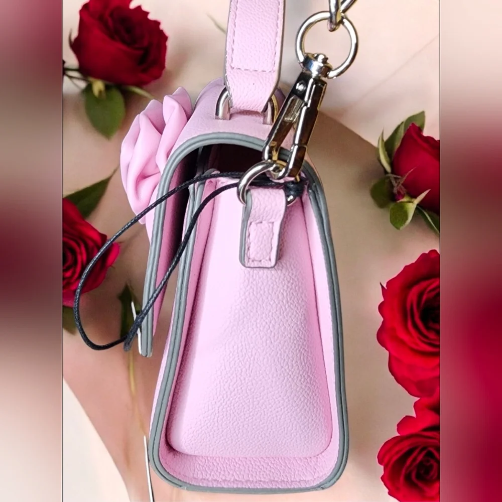 Madden NYC Women's Rosette Top Handle Handbag In Pastel Pink NWT - Picture 7 of 16